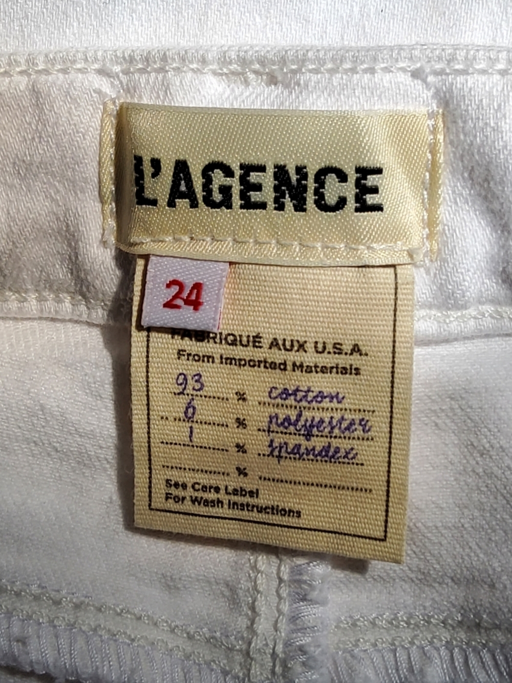 L'Agence Ruth High Rise Straight Jeans in Blanc Size 24 - Picture 11 of 14